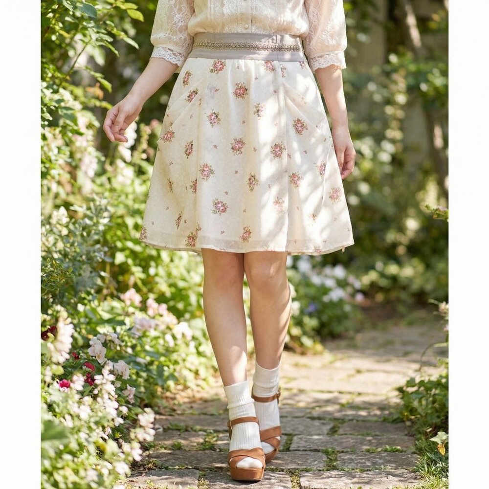 Apuweiser-Riche coquette hime gyaru fairycore floral skirt